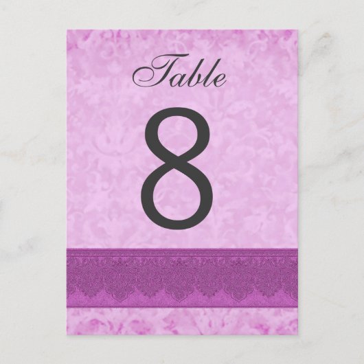 Pink und Magenta Wedding Tischnummer 8 V200 (Vorderseite)