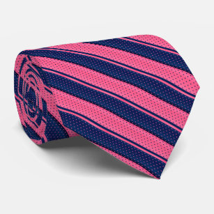 Pink-und Marine-Blau-Tupfen-Streifen Krawatte