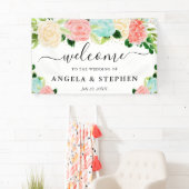Pink und Mint Boho Blume Begrüßung Banner (Insitu)