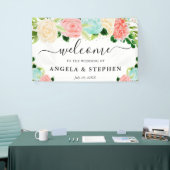 Pink und Mint Boho Blume Begrüßung Banner (Messeveranstaltung)