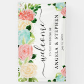 Pink und Mint Boho Blume Begrüßung Banner (Vertikal)