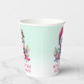 Pink und Mint Green Niedlich Pinguin Frohe Weihnac Pappbecher (Rechts)