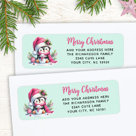 Pink und Mint Niedlich Pinguin Custom Frohe Weihna