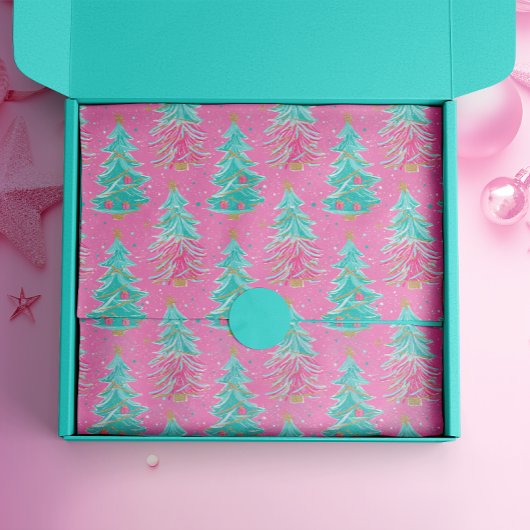 Pink und Mint Weihnachtsgeschenke Bäume Seidenpapier