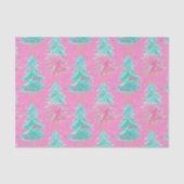 Pink und Mint Weihnachtsgeschenke Bäume Seidenpapier (Vorderseite)