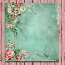 Pink und Minze Aquarell Vintag floraler Notepad