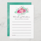 Pink und Minze Blumenbeilage Hinweiskarte (Vorne/Hinten)
