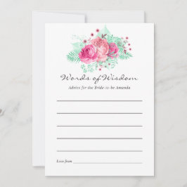 Pink und Minze Blumenbeilage Hinweiskarte