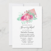 Pink und Minze Floral Baby oder Brautparty per Pos Einladung (Vorderseite)