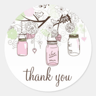 Pink und Minze Green Mason Jars Danke Sticker