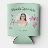 Pink und Minze Grüne Kirschblossom Custom Foto Dosenkühler (Vorderseite)