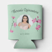 Pink und Minze Grüne Kirschblossom Custom Foto Dosenkühler (Rückseite)