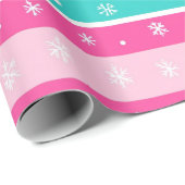 Pink und Minze Horizontal Strickte Schneeflocke Geschenkpapier (Rolleneckpunkt)