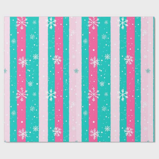 Pink und Minze Vertikale Strickschneeflocke Geschenkpapier (Flach)