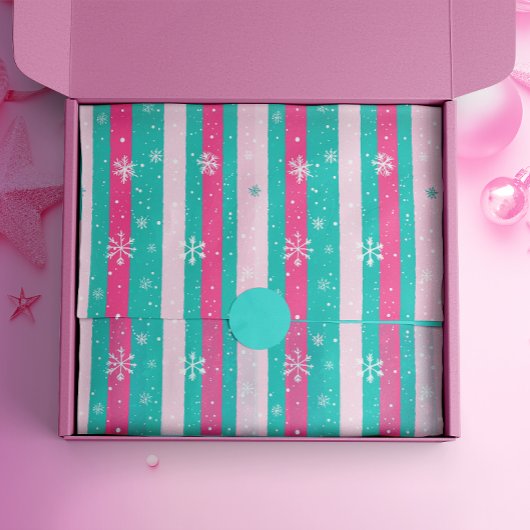 Pink und Minze Vertikale Strickschneeflocke Seidenpapier