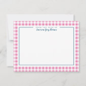Pink und Navy Blue Accent Gingham Stationery Card Dankeskarte (Vorderseite)
