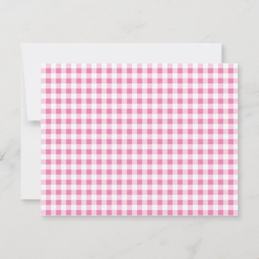 Pink und Navy Blue Accent Gingham Stationery Card Dankeskarte (Rückseite)