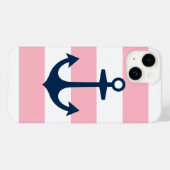 Pink und Navy Blue Anchor und Streifen Muster Case-Mate iPhone Hülle (Rückseite (Horizontal))