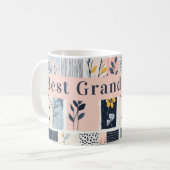Pink und Navy Blumenmuster Quilt Bestes Grandma Kaffeetasse (Vorderseite Links)