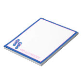 Pink und Navy Polka Dots Drehe Flops Personalisier Notizblock (Rotiert)