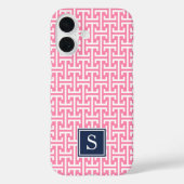 Pink und Navy Preppy Muster Monogram Case-Mate iPhone Hülle (Rückseite)