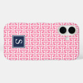 Pink und Navy Preppy Muster Monogram Case-Mate iPhone Hülle (Rückseite (Horizontal))