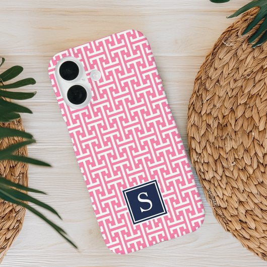 Pink und Navy Preppy Muster Monogram Case-Mate iPhone Hülle