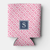 Pink und Navy Preppy Muster Monogram Dosenkühler (Vorderseite)