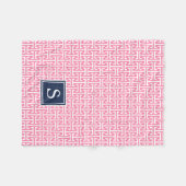Pink und Navy Preppy Muster Monogram Fleecedecke (Vorderseite (Horizontal))