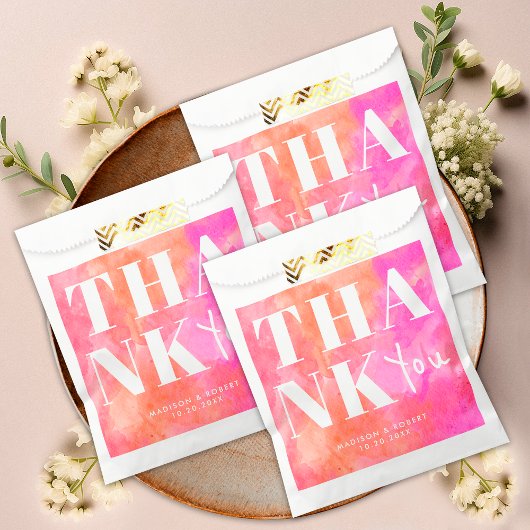 Pink und Orange Abstrakt Danke für Ihre Hochzeitsf Geschenktütchen