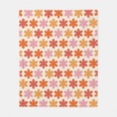 Pink und orange ästhetische Retro Groovy Blume Pat Fleecedecke (Vorderseite)