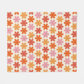 Pink und orange ästhetische Retro Groovy Blume Pat Fleecedecke (Vorderseite (Horizontal))