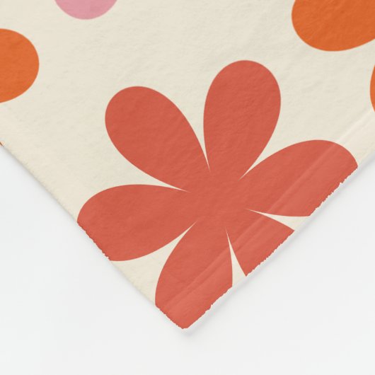 Pink und orange ästhetische Retro Groovy Blume Pat Fleecedecke (Ecke)