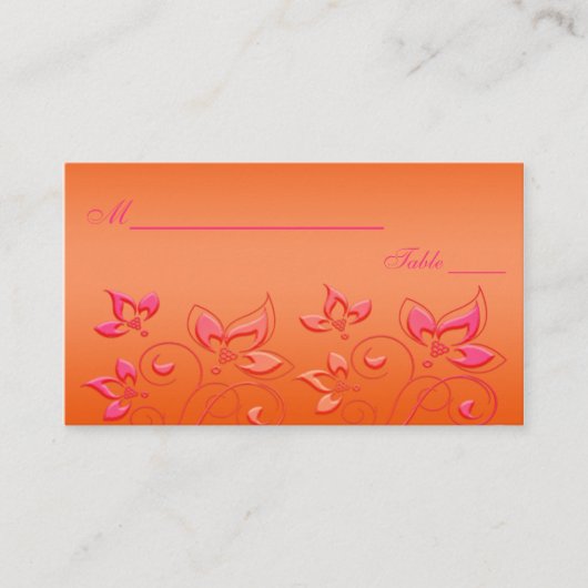 Pink und orange Blumenbehandlungen Platzkarte (Vorderseite)