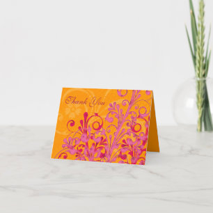 Pink und Orange Blumenzehen Danke Karte