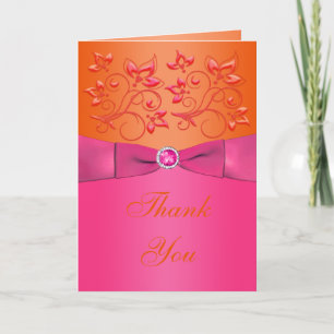 Pink und orange Blütenkarte Danke Karte