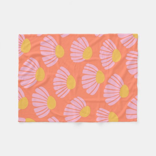 Pink und Orange Daisy Blume Muster Fleecedecke (Vorderseite (Horizontal))