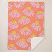 Pink und Orange Daisy Blume Muster Sherpadecke (Vorderseite)