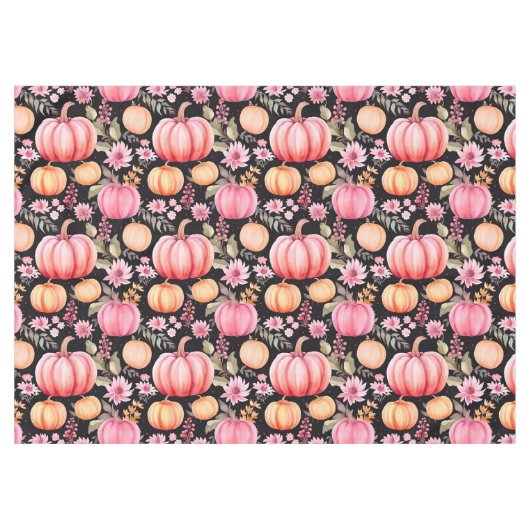 Pink und Orange Fall Pumpkin Tableclout Tischdecke (Vorderseite (Horizontal))