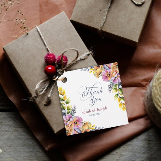 Pink und Orange Floral Wedding Vielen Dank Geschenkanhänger