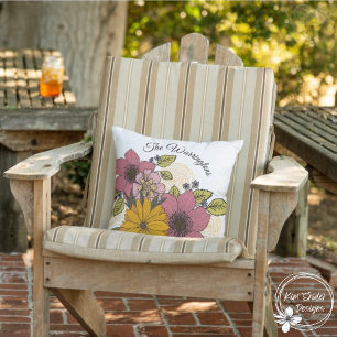 Pink und Orange Florals individuell anpassbar Kissen