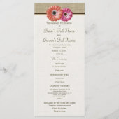 Pink und Orange Gerbera Daisy Wedding Program Programm (Vorderseite)