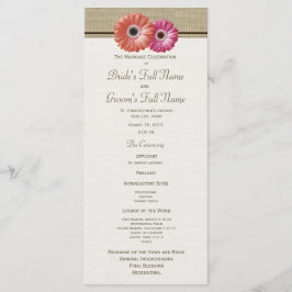 Pink und Orange Gerbera Daisy Wedding Program Programm
