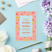 Pink und Orange Groovy Blooms Boho Wedding Acryleinladungen (In Situ (Hochzeit))