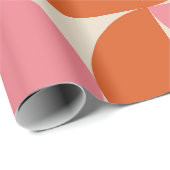 Pink und orange Halbkreismuster des Mitteljahrhund Geschenkpapier (Rolleneckpunkt)