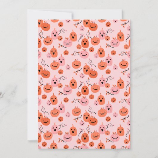 Pink und Orange Halloween - Einladung zur Kinderdu (Rückseite)