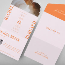 Pink und Orange Peach Typografy QR Code Wedding