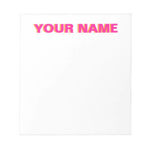 Pink und orange Personalisierter Name Notepad Notizblock