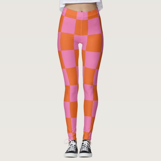 Pink und Orange Prüfmuster Leggings (Vorderseite)