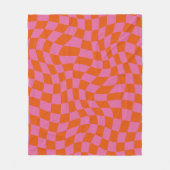 Pink und orange Psychedelisch karierte Groovy Grid Fleecedecke (Vorderseite)